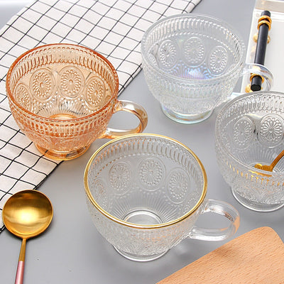 hammered glass mugs with gold rim