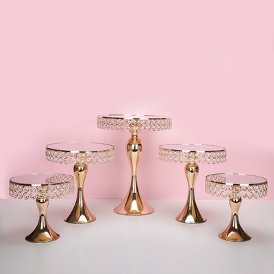 gold crystal diamond cake stand set